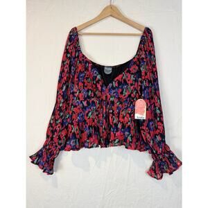 Arula Size B 2X Women’s Top Blouse Crop Balloon Sleeve Festival Peasant Floral